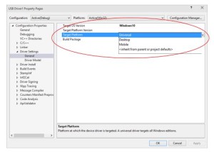 Target Platform is selectable in Windows 10