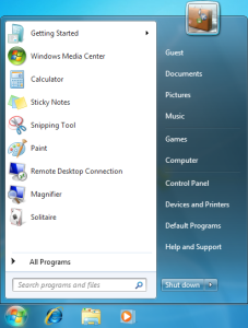 Figure 2 - Windows 7 Start Menu...The Same, but Prettier