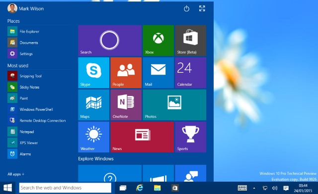 Figure 4-- Windows 10 Start Menu (image courtesy BetaNews.com)