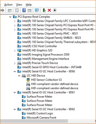 Figure 2— Resources by Connection: Note the I2C Controller and “Camera Front” 