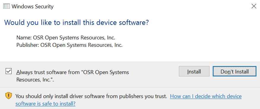 Figure 3 - Yes, I want to install this "device software"! But...