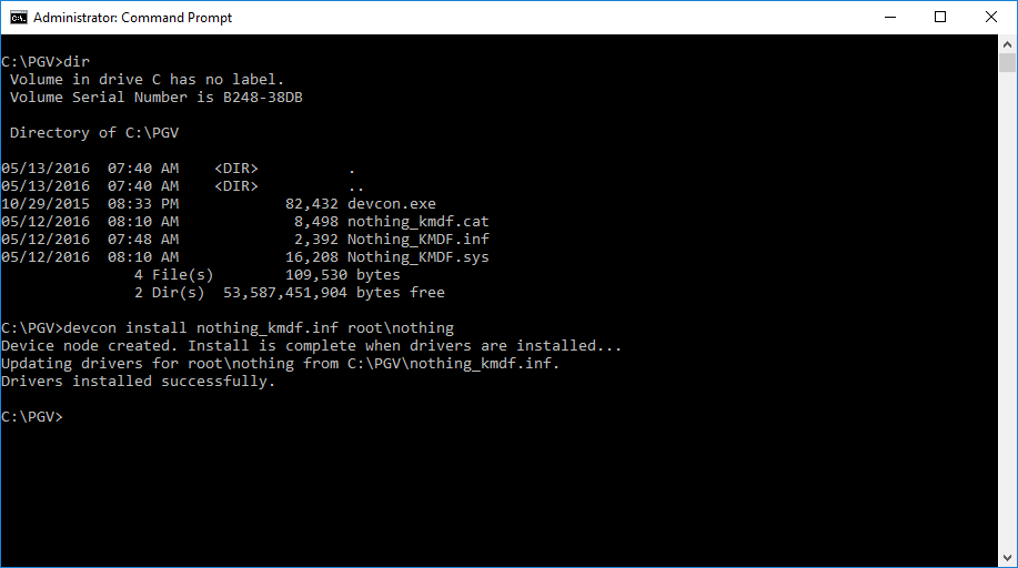 Figure 5 - Install of "Traditionally" Signed Drivers on New RS1 System. Yup, Still Works