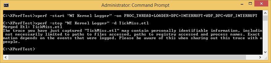 Figure 2 - Starting (and Stopping) an NT Kernel Logger Trace